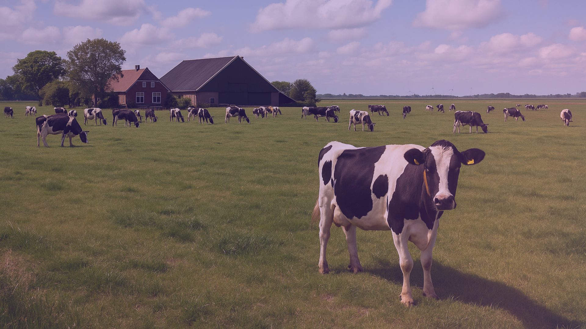 Boerenerf met melkveestal en netwerkapparatuur – illustratie bij TamCom’s gebruik van field service software